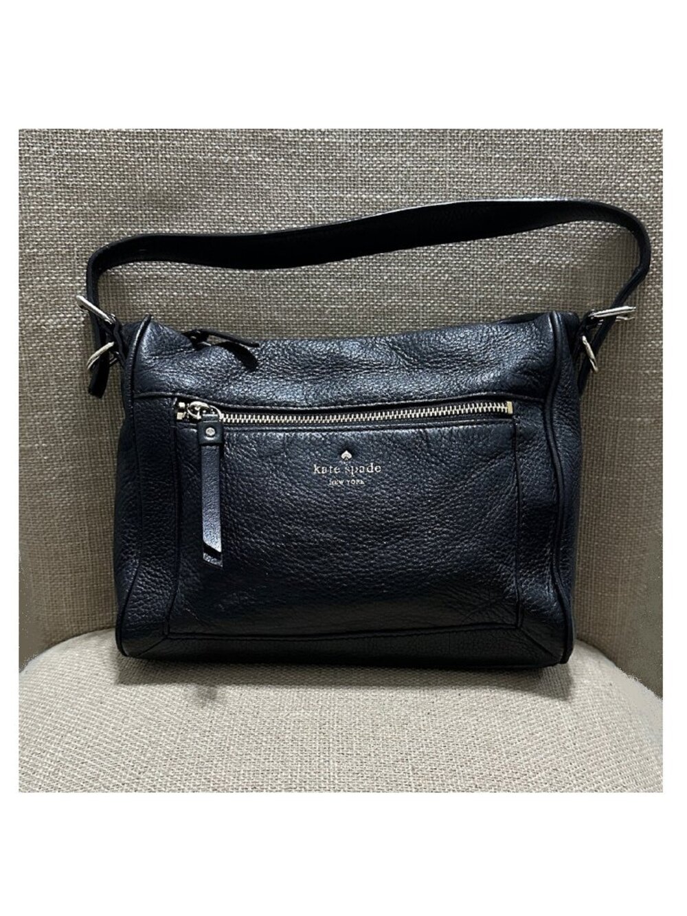 Kate Spade Black Pebbled Leather Hobo Bag